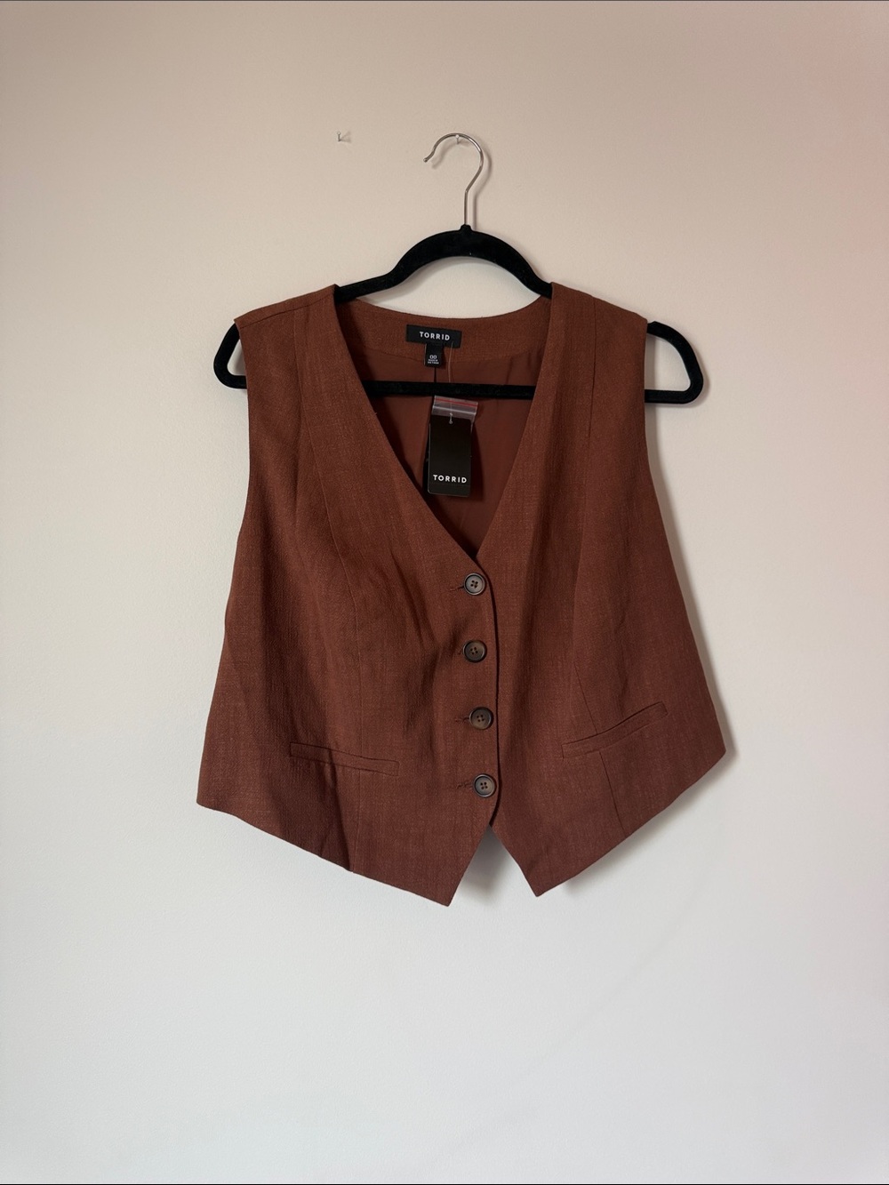 Torrid rust brown button-front vest NWT